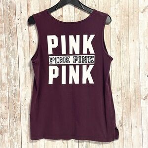 PINK Victoria's Secret Maroon Logo Pocket Tank Top Size Small
